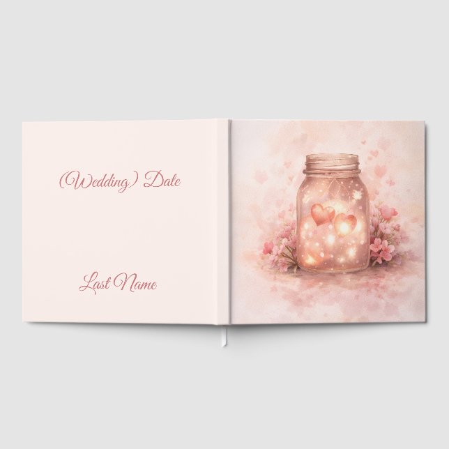 Livre d'or de mariage romantique en pot Mason (Complet)