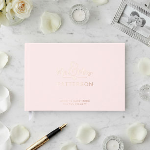 Livre d'or de mariage rose personnalisé avec nom r