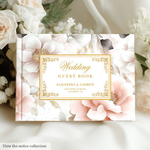 Livre d'or de mariage rose poudré intemporel roman