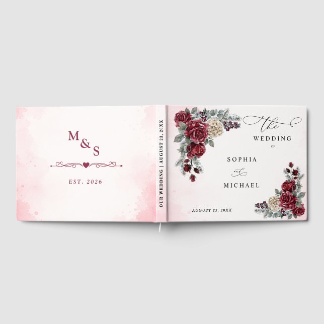 Livre d'or de mariage Roses Gelées Hiver (Complet)