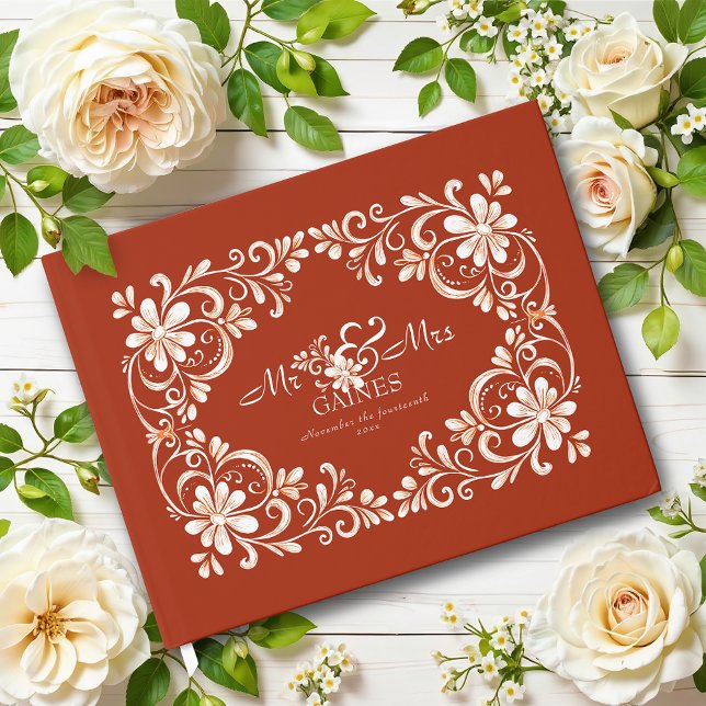 Livre d'or de mariage Shabby Chic Rouge Rouille Co (Créateur téléchargé)