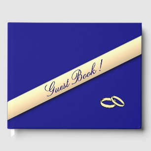 Livre d'or de mariage simple bleu marine et or