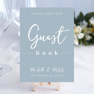 Livre d'or de mariage simple calligraphie bleu pou