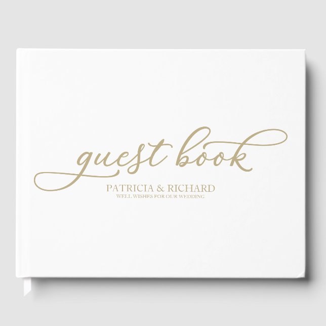 Livre d'or de mariage simple chic écriture dorée (Recto)