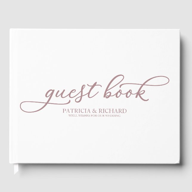 Livre d'or de mariage simple chic rose gold script (Recto)