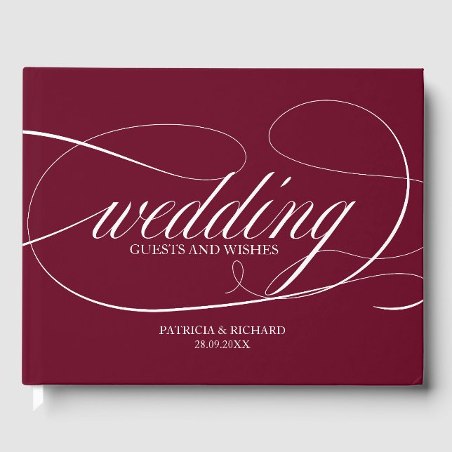Livre d'or de mariage simple élégant bordeaux mars (Recto)