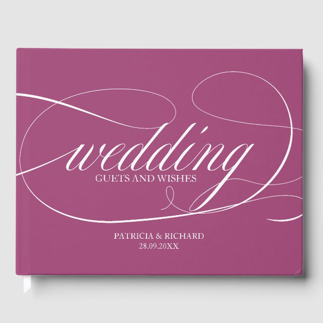 Livre d'or de mariage simple élégant Cassis (Recto)