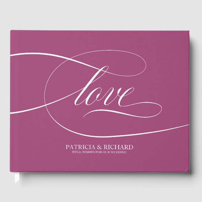 Livre d'or de mariage simple élégant rose cassis (Recto)