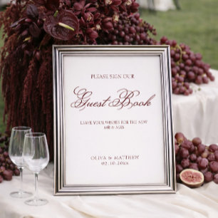 Livre d'or de mariage simple ivoire et burgundy