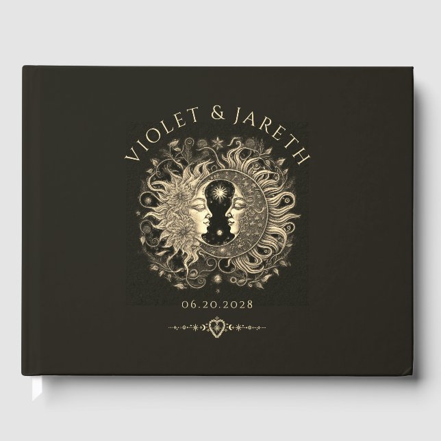 Livre d'or de mariage Soleil Lune Céleste (Recto)