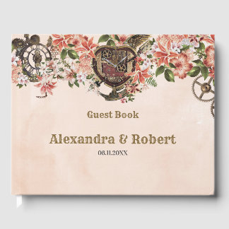 Livre d'or de mariage Steampunk floral