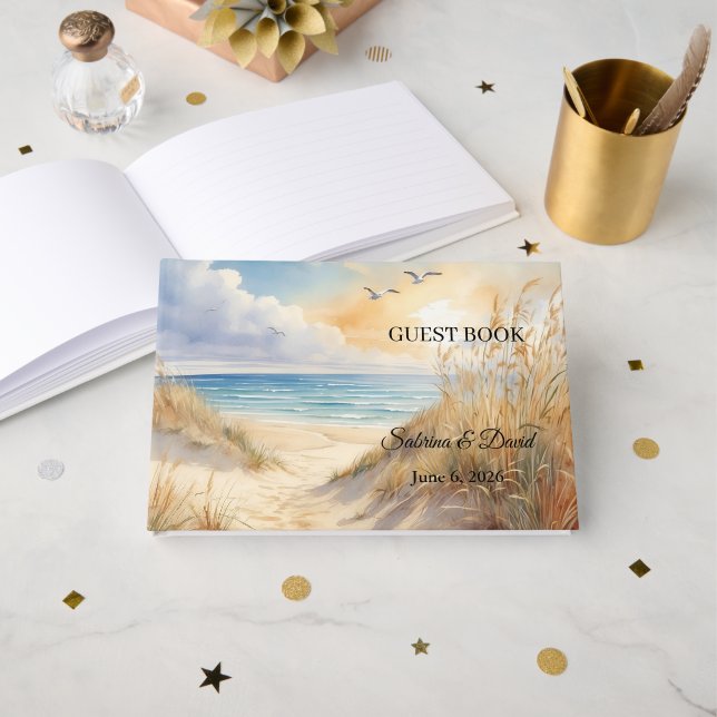 Livre d'or de mariage thème plage (Recto ouvert)