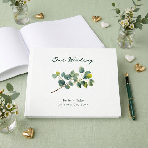 livre d'or de mariage vert branche d'eucalyptus