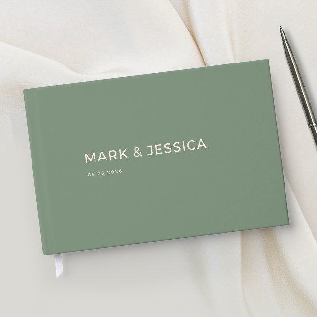 Livre d'or de mariage vert minimal moderne (Créateur téléchargé)