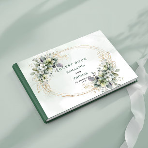 Livre d'or de mariage vert poussiéreux eucalyptus 