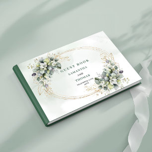 Livre d'or de mariage Vert Sauge Aquarelle Or Végé