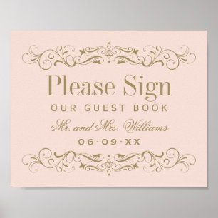Livre d'or de mariage Vintage Blush Antique Flouri