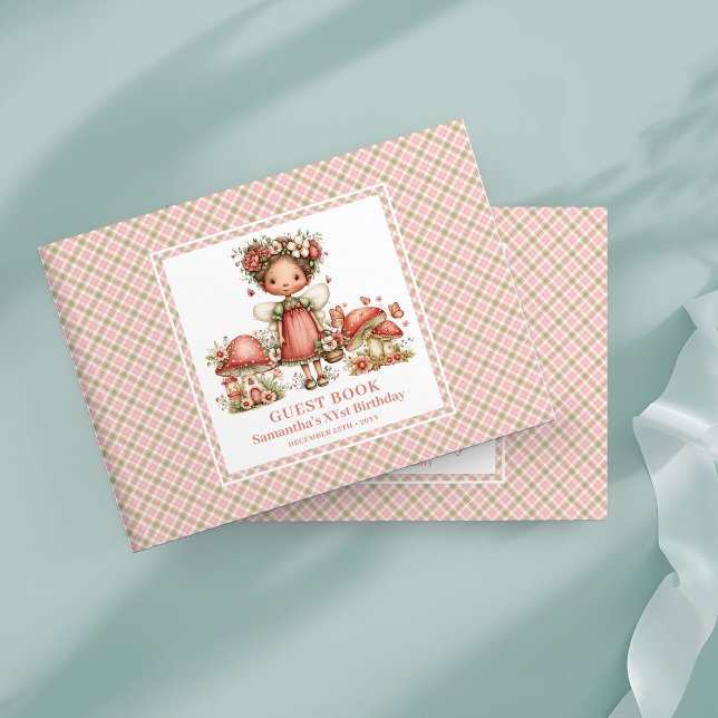 Livre d'or de naissance Fée Florale Rose Rêveuse (Dreamy Pink Fairy Floral Birthday Guest Book)
