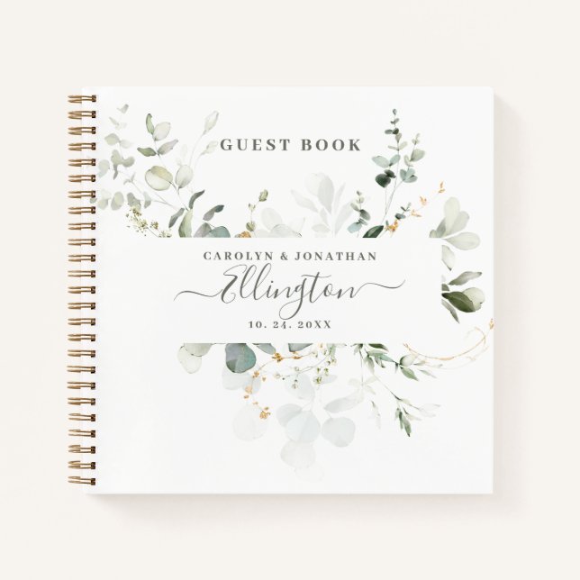 Livre d'or de photo de script moderne d'eucalyptus (Devant)