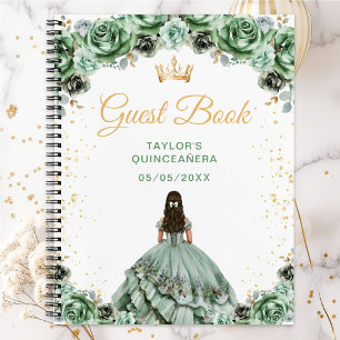 Livre d'or de Quinceañera de princesse vert sauge