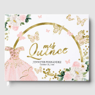 Livre d'or de Quinceanera Robe papillon rose pâle