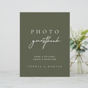 Livre d'or de signatures photo vert sauge foncé mo