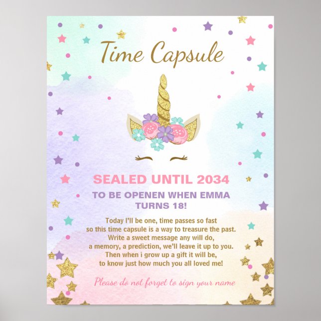 Livre d'or de Unicorn Time Capsule Pink Girl (Devant)