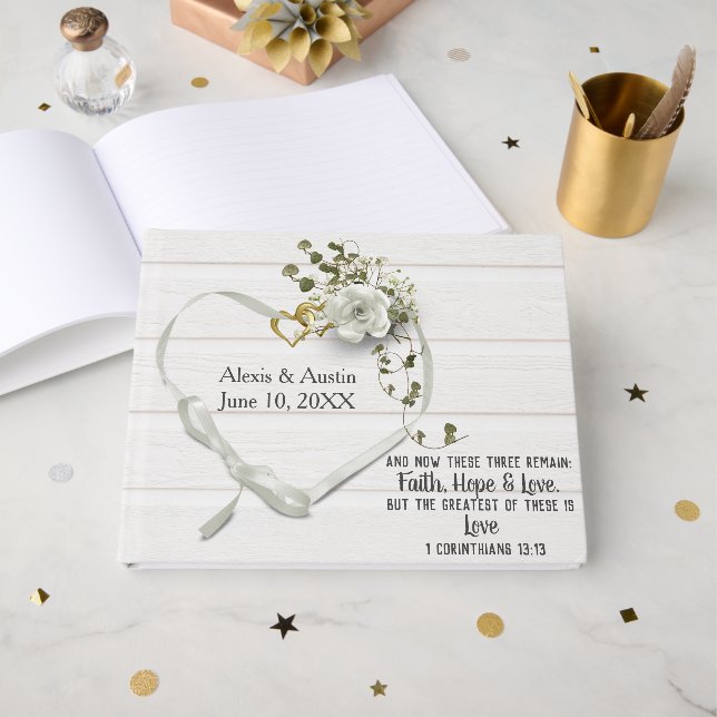 Livre d'or de verset de l'Écriture de mariage blan (Recto ouvert)