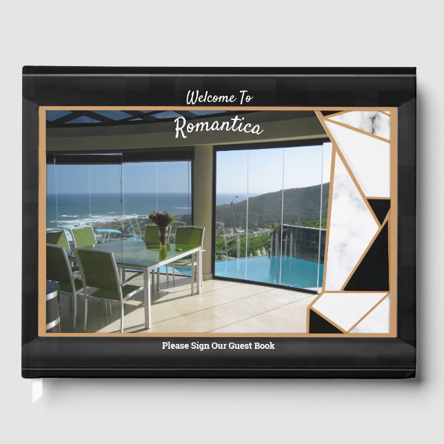 Livre D'or Décalage Marbre blanc avec abstrait noir Onyx (Recto)