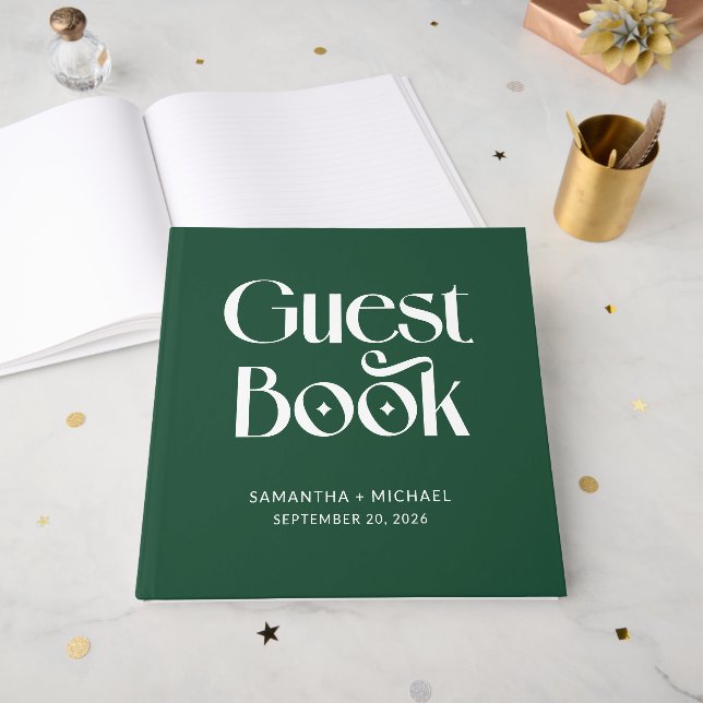 Livre D'or Deep Pine Décoratif Serif Mariage (Recto ouvert)