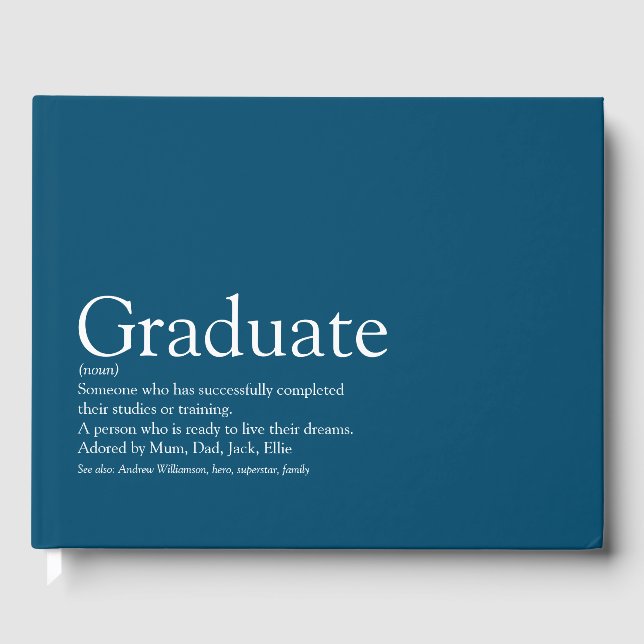 Livre D'or Définition de diplômé Moderne Bleu (Recto)