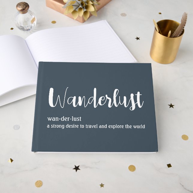 Livre D'or Définition de wanderlust blanc gris bleu couleur  (Recto ouvert)
