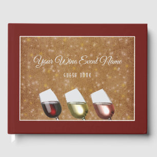 Livre D'or Dégustation de vin avec verres de vin, or étoilé