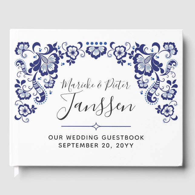 Livre D'or Delfts Blauw | Delft Blue Dutch Mariage Keepsakft (Recto)