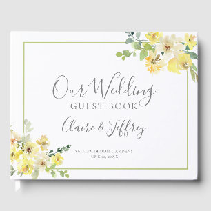 Livre D'or Delicate Jaune Jardin Floral Mariage Personnalisé