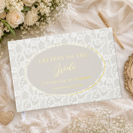 Livre D'or Dentelle Coquette Ivoire & Lettres Blanches à la M