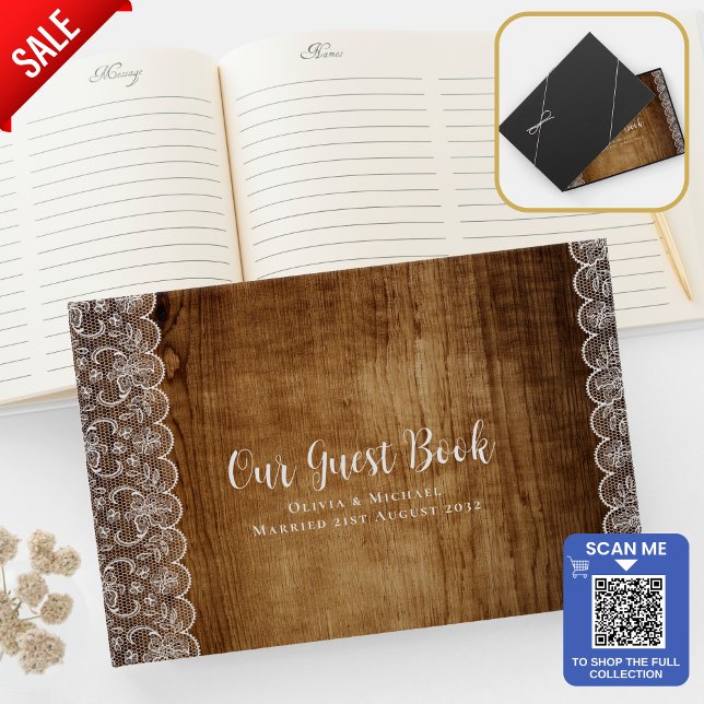 Livre D'or Dentelle rustique ÉVÉNEMENT Personnalisé Garder pe (Créateur téléchargé)