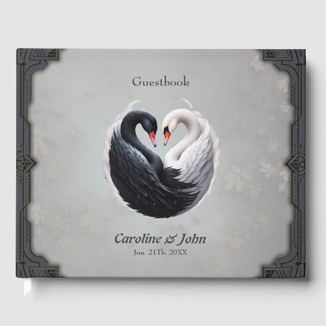 Livre D'or Des cygnes élégants qui forment un coeur ensemble. (Recto)
