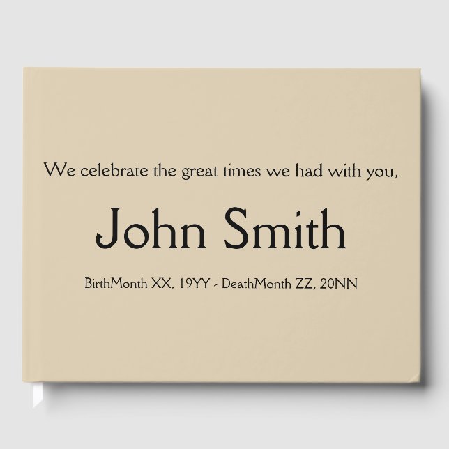 Livre d'or des funérailles beiges ordinaires et ba (Recto)