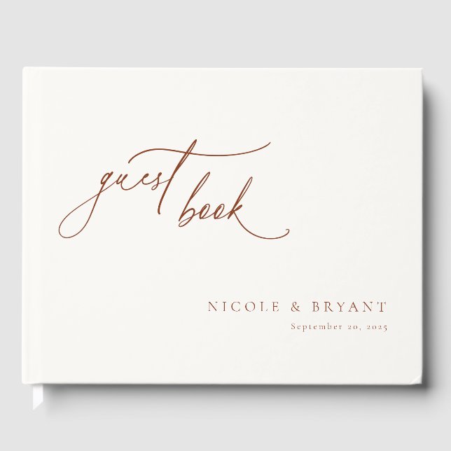 Livre D'or Desert Sienna Moderne minimaliste Mariage (Recto)