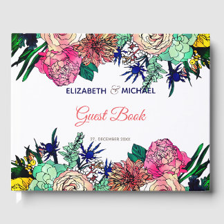 Livre D'or Design élégant coloré aquarelle Bouquet floral