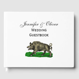 Livre D'or Dessin vintage de sanglier BW #3C