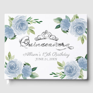 Livre D'or Diadème Argenté Fleur Quinceanera Bleu Clair