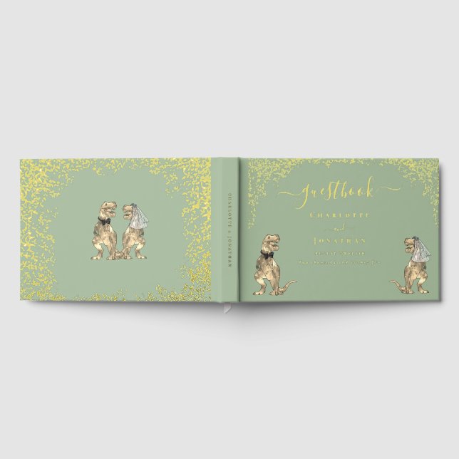 Livre D'or Dinosaur Theme Wedding Sage Green Gold (Complet)