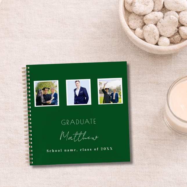 Livre d'or diplômé vert blanc nom de photo (Créateur téléchargé)
