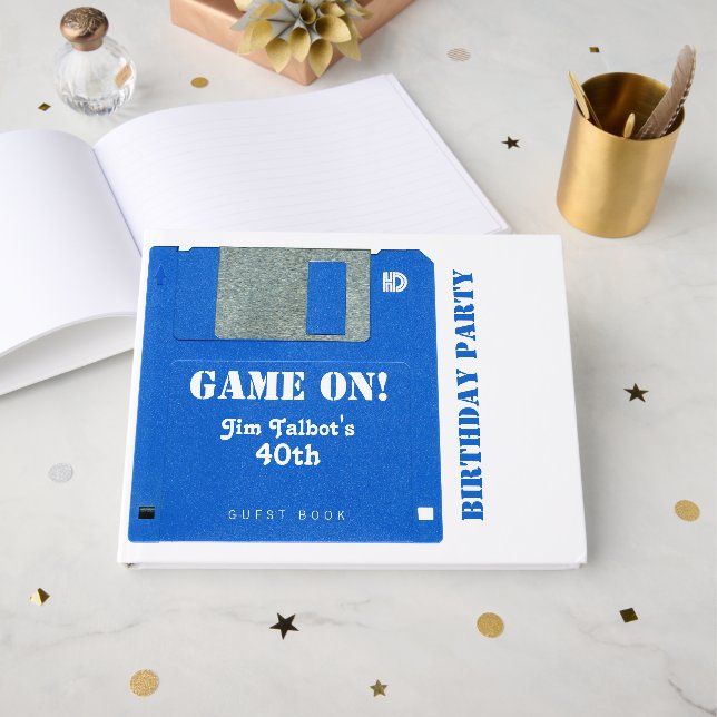 Livre D'or Disquette Anniversaire du jeu Retro Personnalisée  (Recto ouvert)