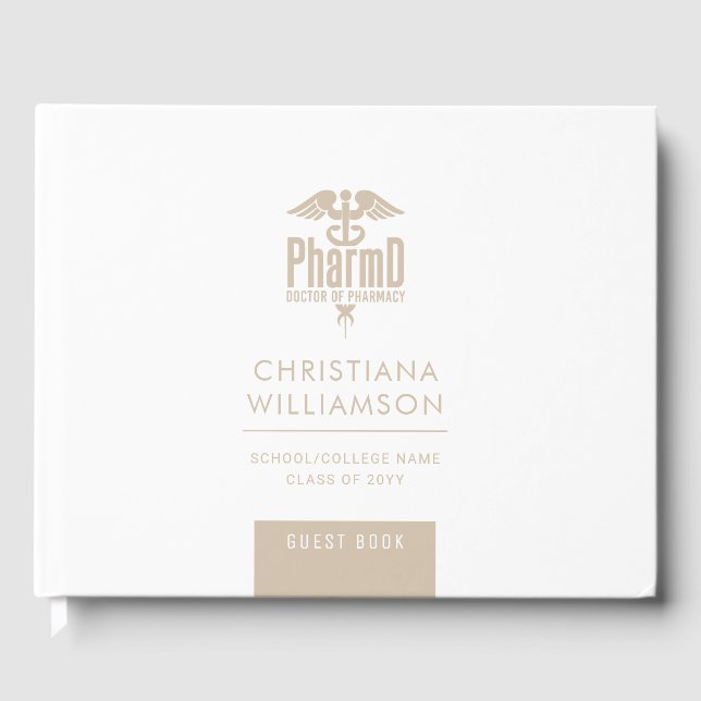 Livre D'or Docteur PharmD sur mesure de la Fête de Graduation (Recto)