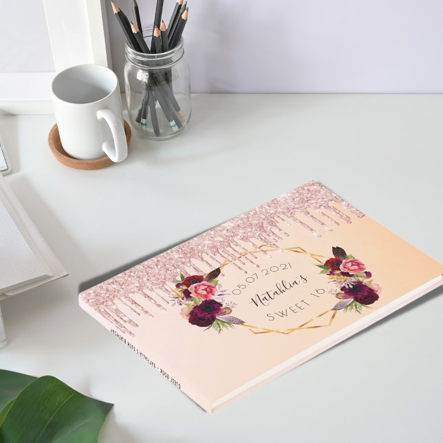 Livre D'or Douce 16 ans rose or parties scintillant géométriq (Créateur téléchargé)