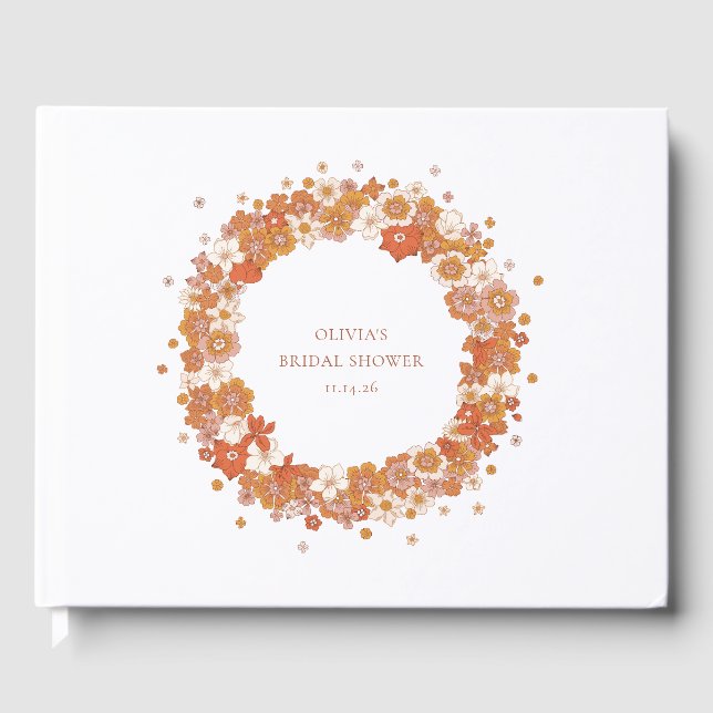 Livre D'or Douce ambiance bohème orange florale pour une fête (Recto)