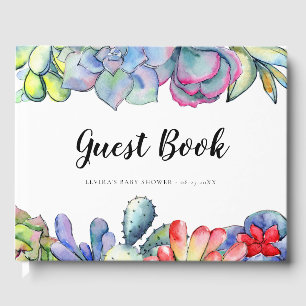 Livre D'or Douce aquarelle de cactus pour Baby Shower
